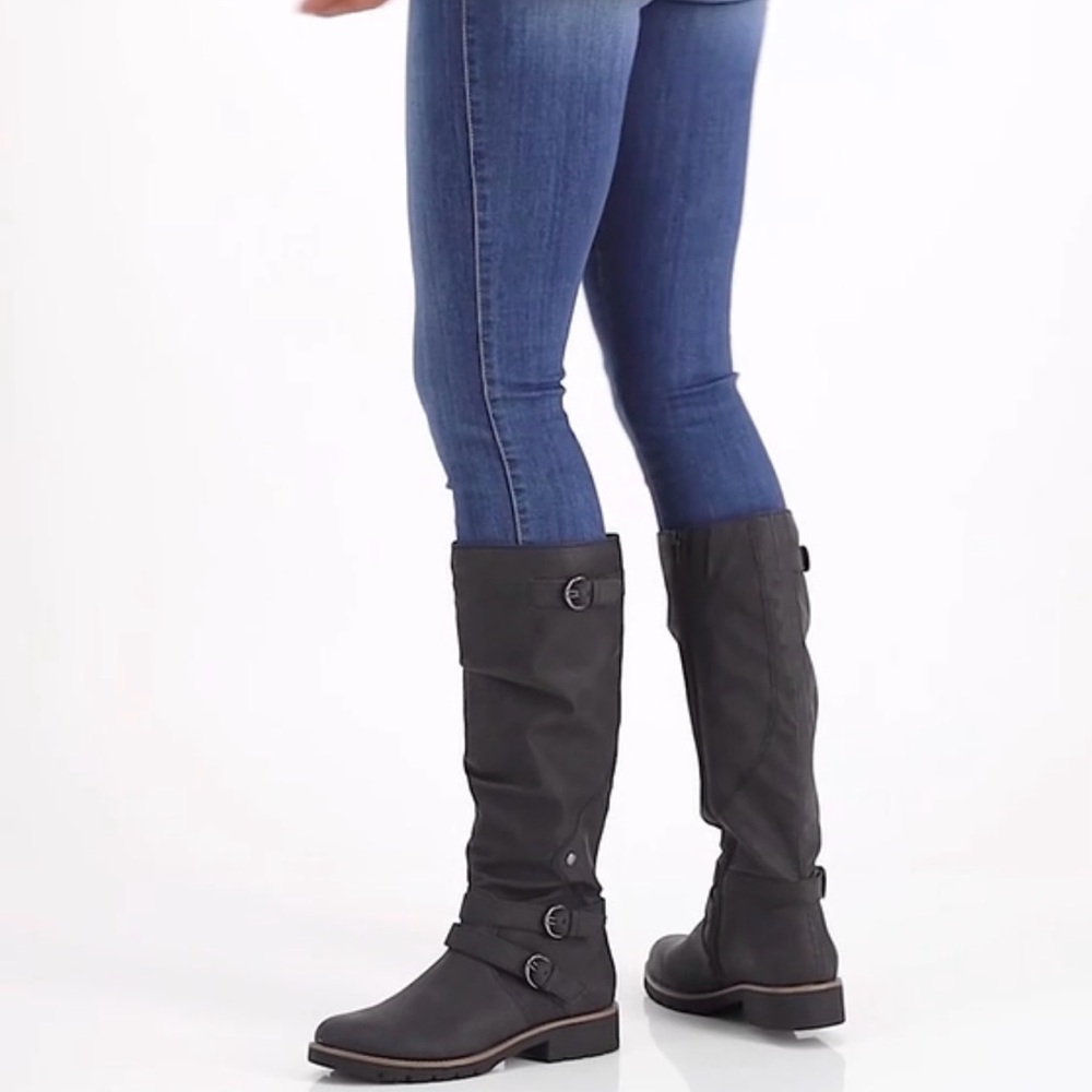 American Rag Womens Brinley Faux Leather Motorcycle Boots Size 8M Charcoal